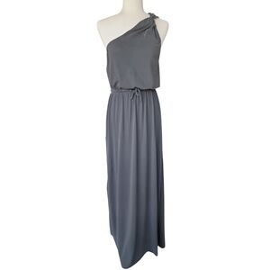 Unsubscribed NWT One Shoulder Cotton Maxi Dress Size Medium Color Washed Grey